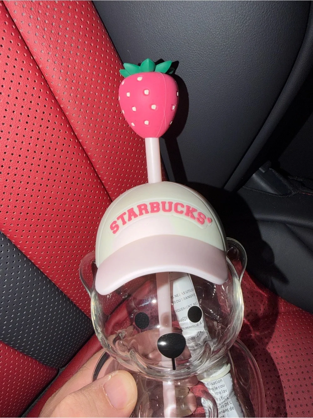NWT Starbucks Summer 2026 Pink Bearista Glass Cold Cup | Strawberry Lid